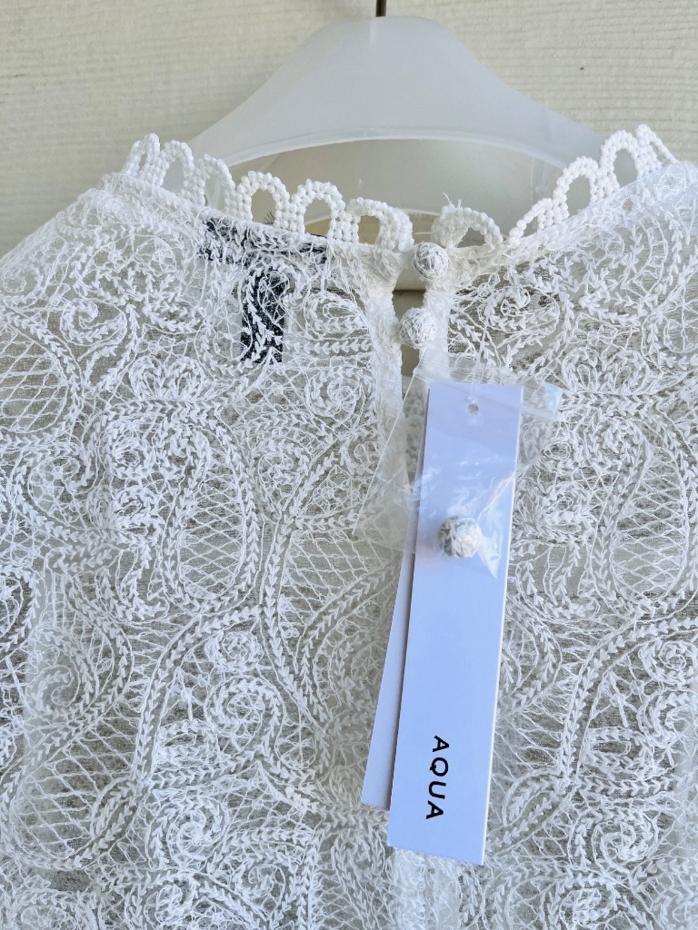 Aqua Women's White Fully Lace Long Sleeve Cotton Blend Size M - Picture 13 of 14